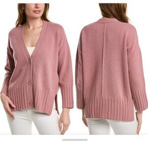 MARELLA Gianna M/L Wool Cashmere Blend V-Neck Button-Down Cardigan Antique Rose